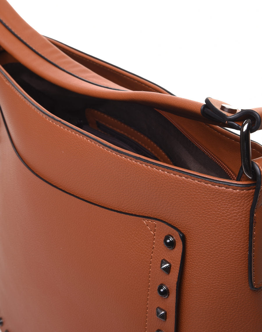 Sac à main clouté camel