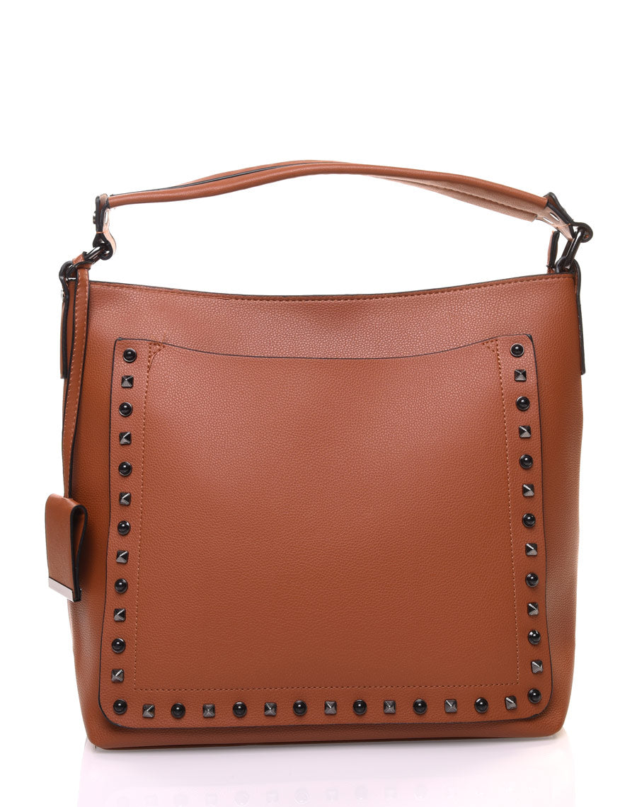 Sac à main clouté camel