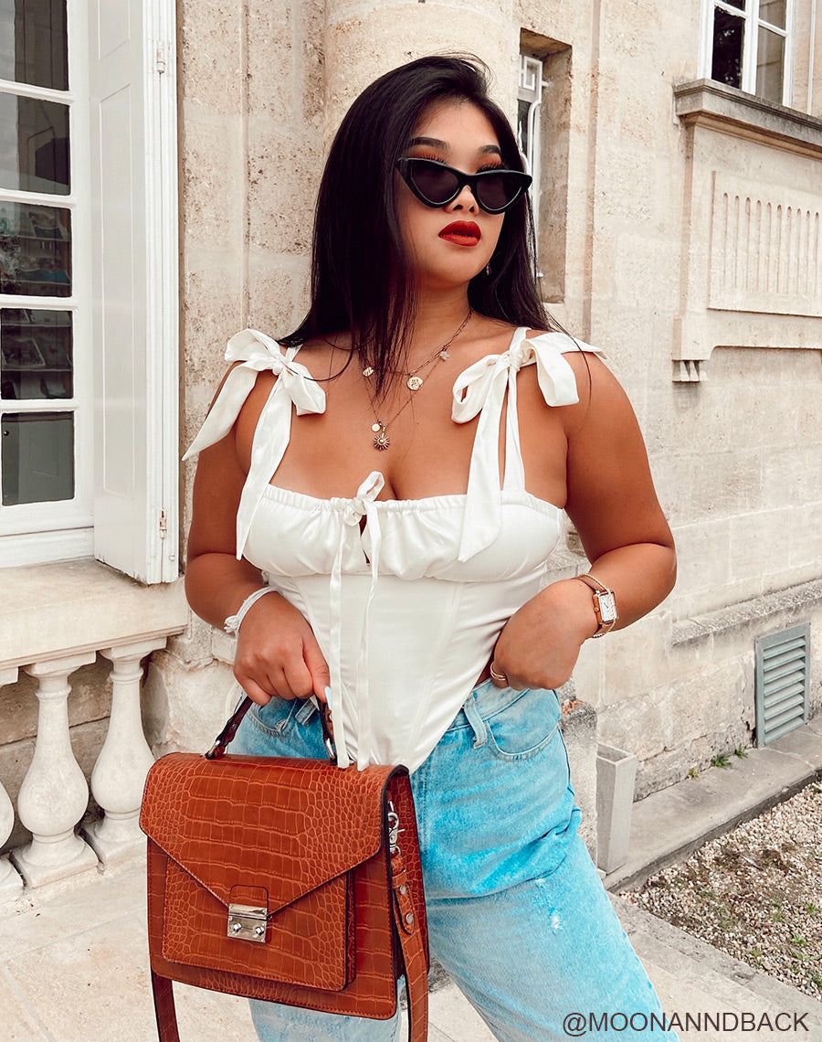 Sac à main effet croco camel