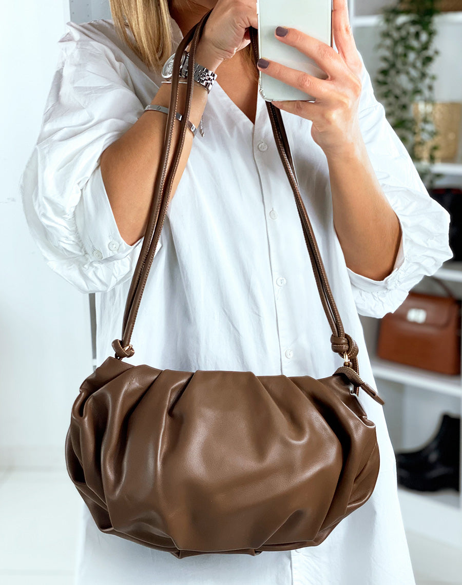 Sac à main forme besace café