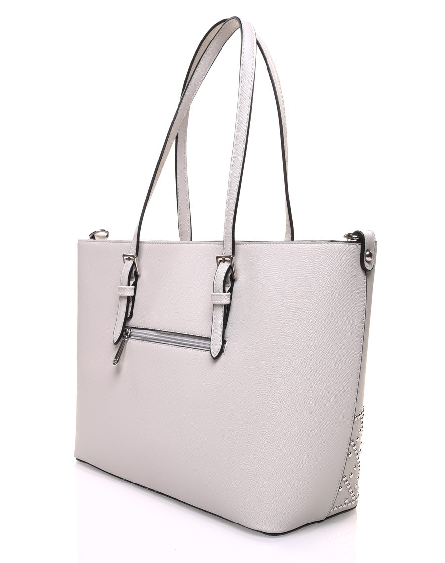 Sac à main gris clair clouté