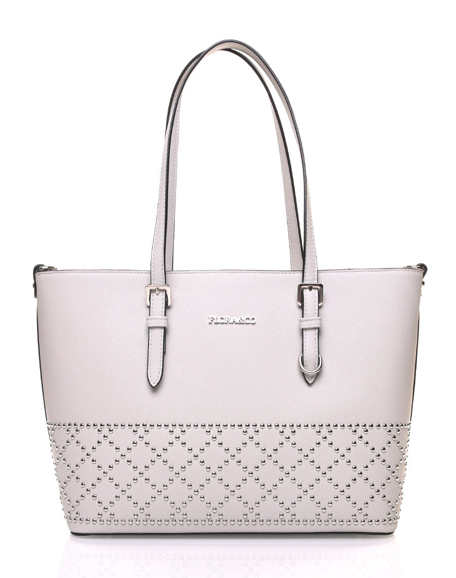 Sac à main gris clair clouté