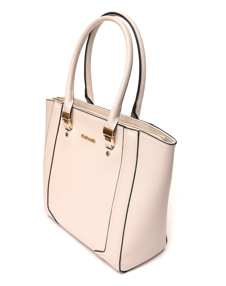 Sac à main gris clair détails anses