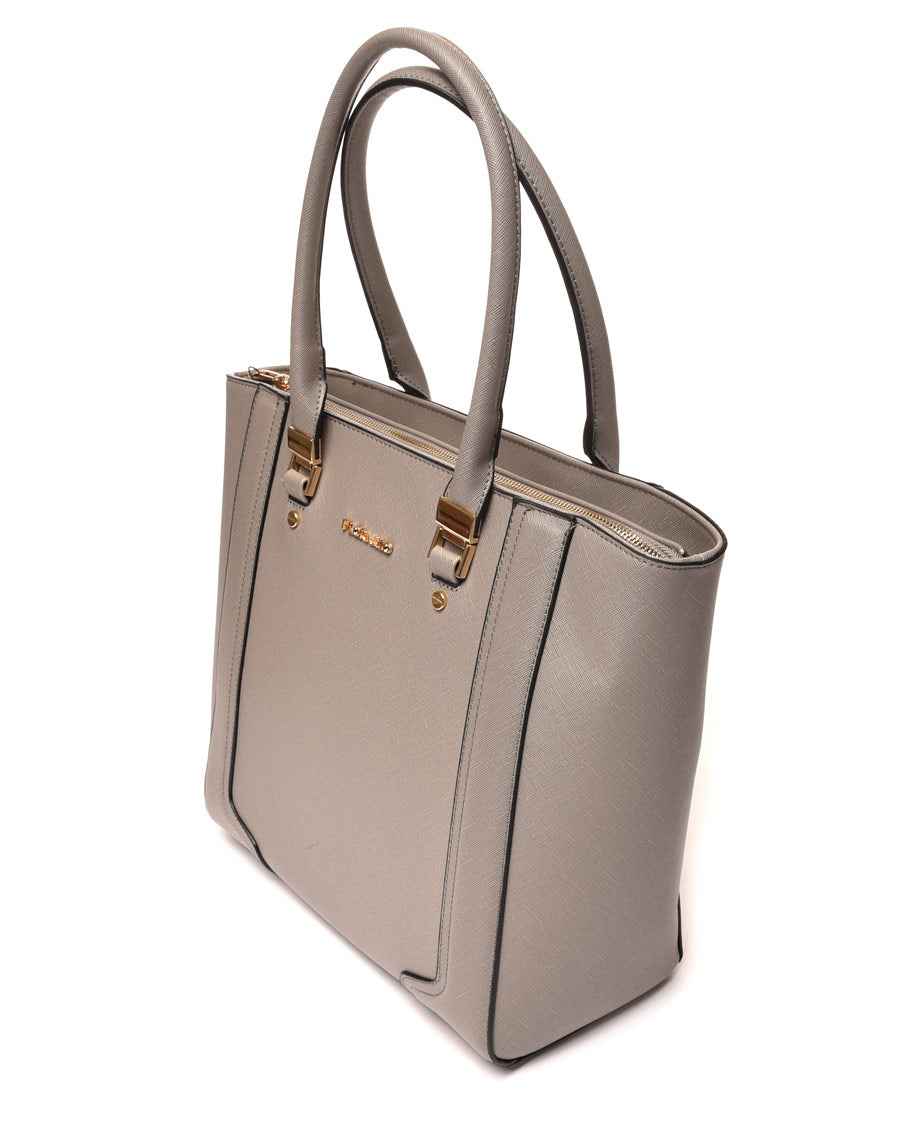 Sac à main gris détails anses