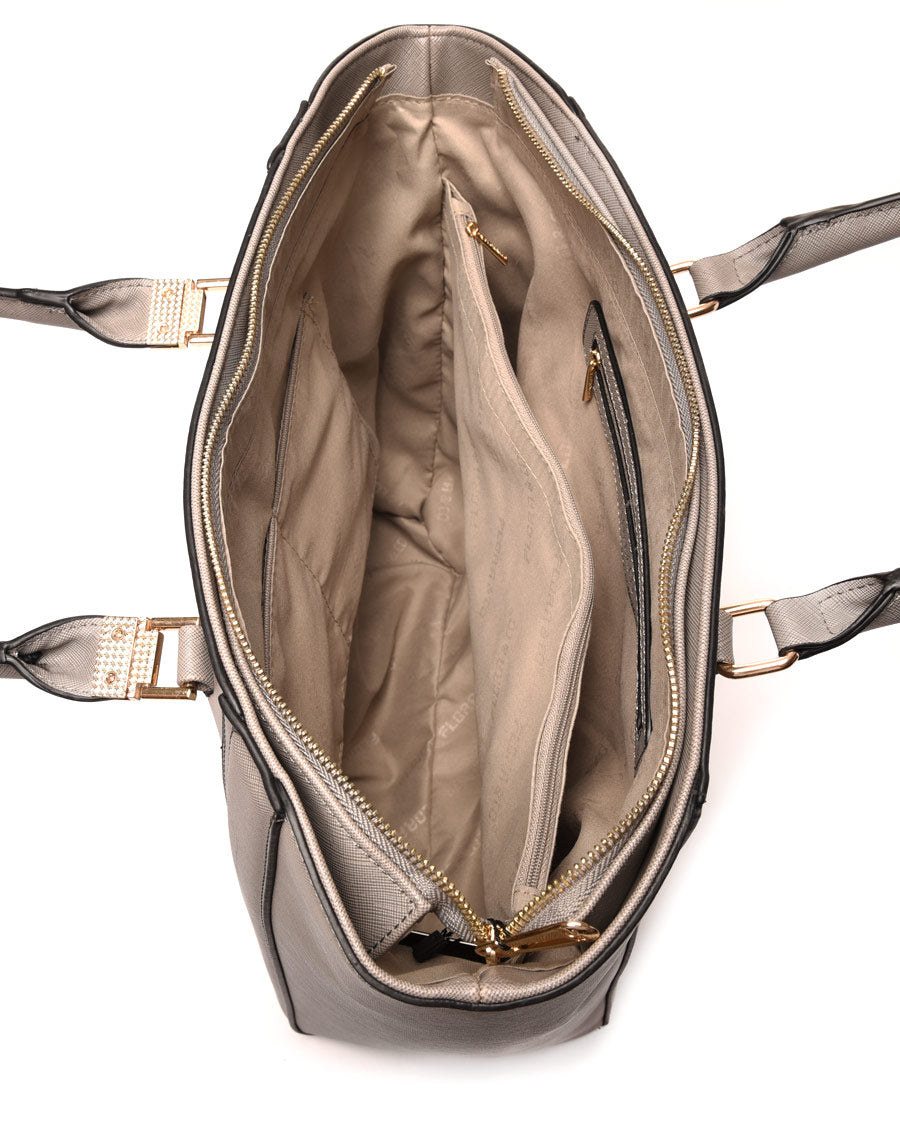 Sac à main gris détails anses