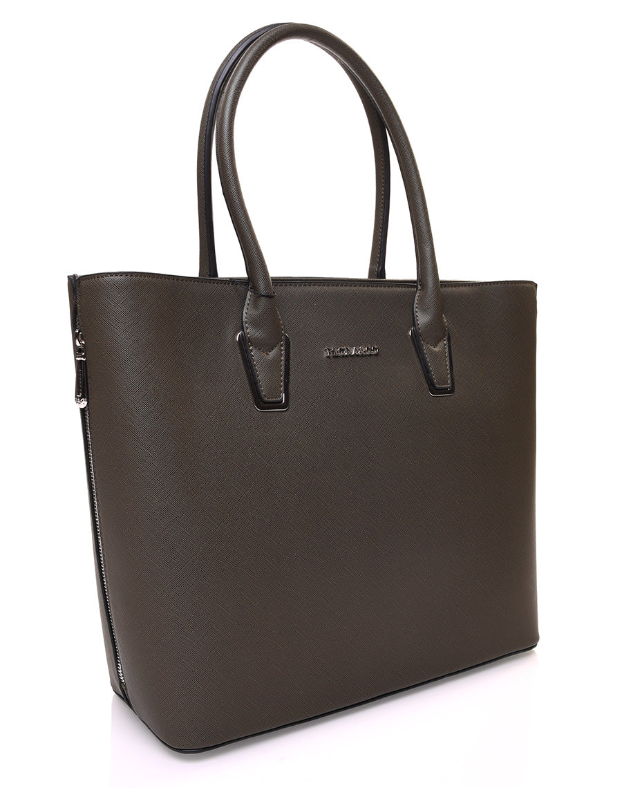 Sac à main kaki à fermetures éclaires