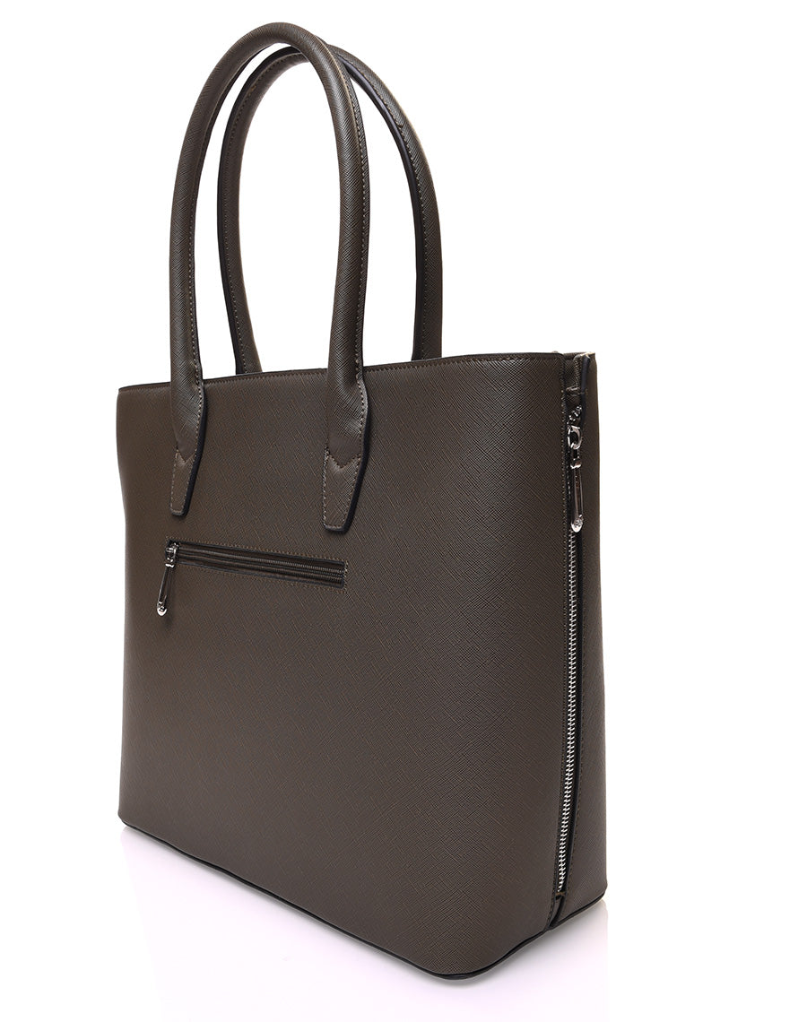 Sac à main kaki à fermetures éclaires