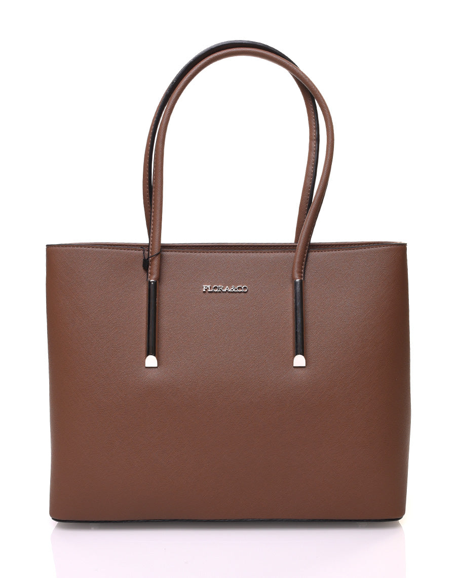 Sac à main marron à fermetures éclaires