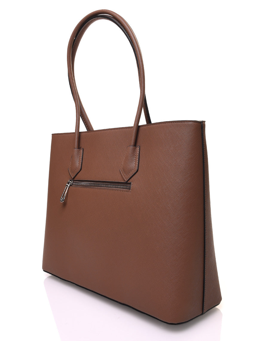 Sac à main marron à fermetures éclaires