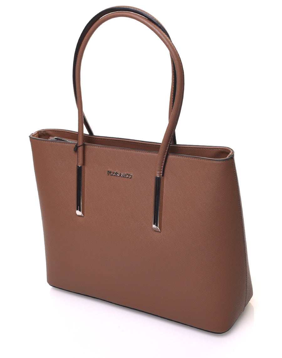 Sac à main marron à fermetures éclaires