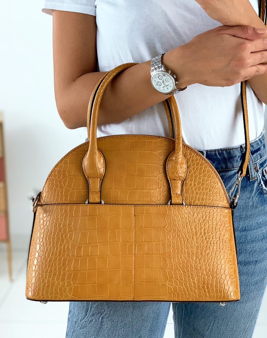 Sac à main moutarde arrondi