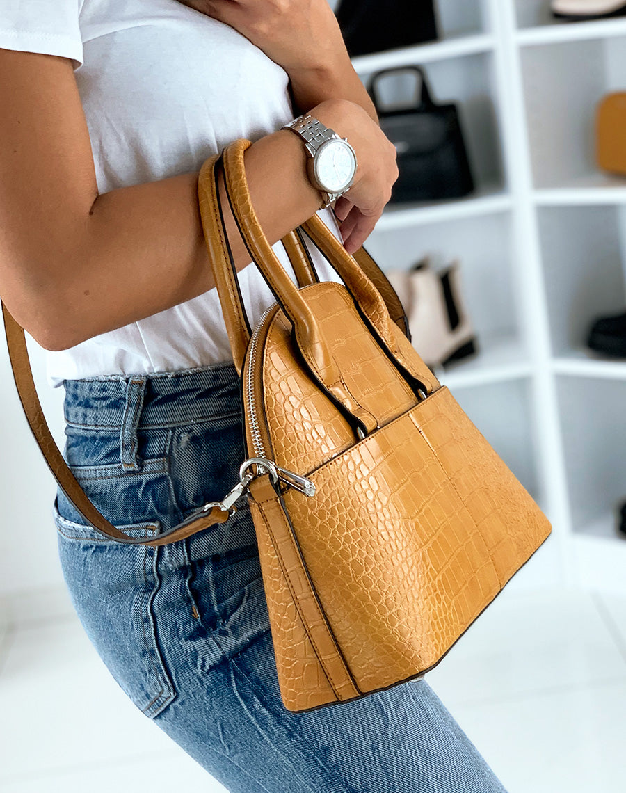 Sac à main moutarde arrondi