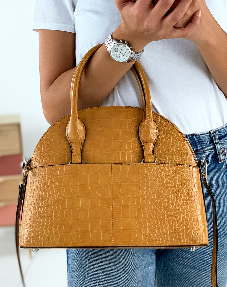 Sac à main moutarde arrondi