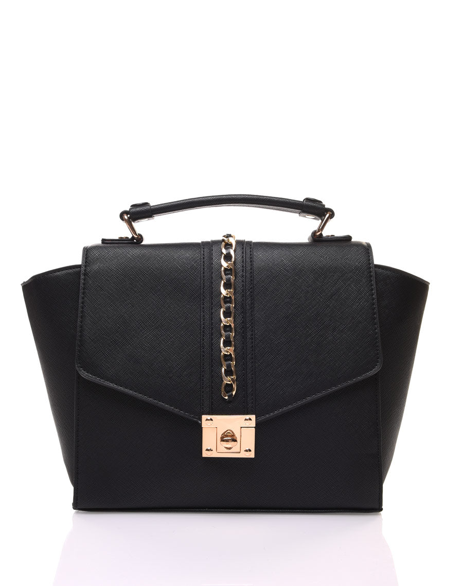 Sac à main noir avec chaine centrale