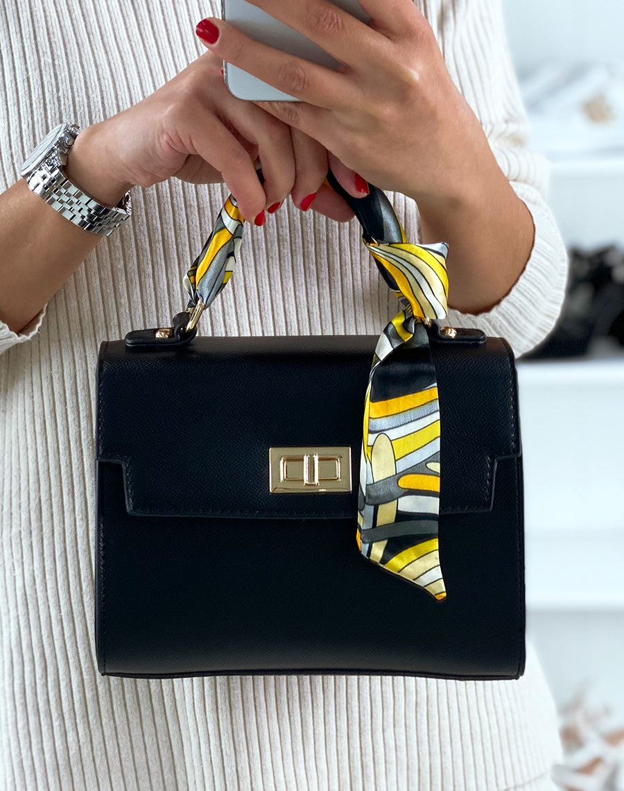 Sac à main noir avec foulard