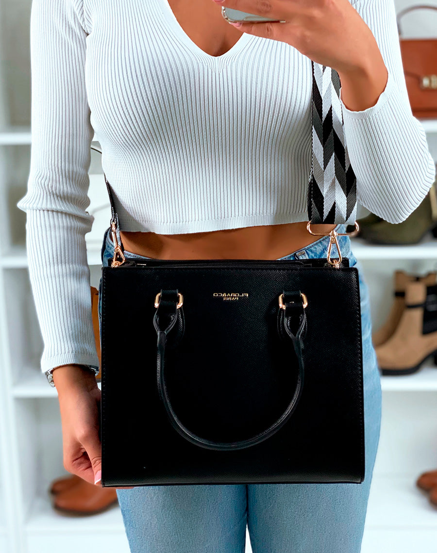 SAC ? MAIN NOIR ? BANDOULI?RE EN MOTIF