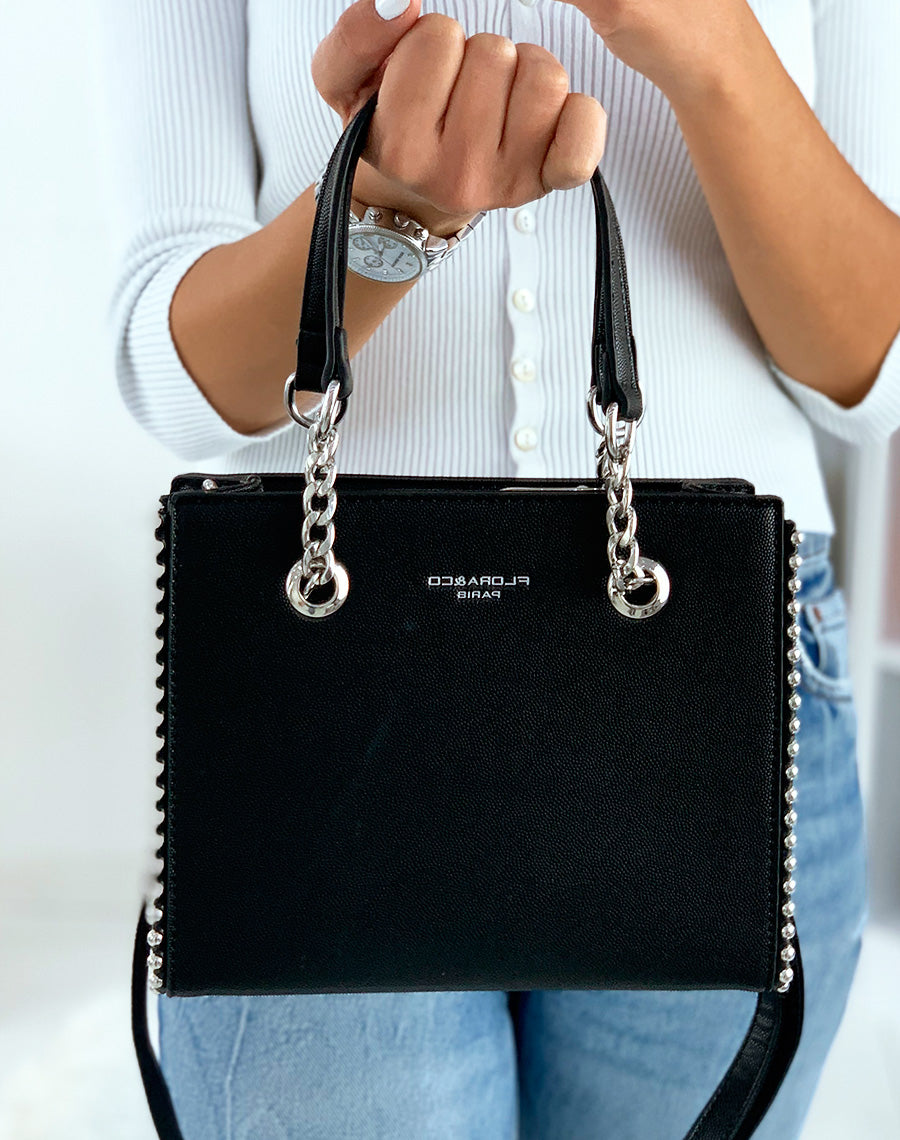 Sac à main noir clouté