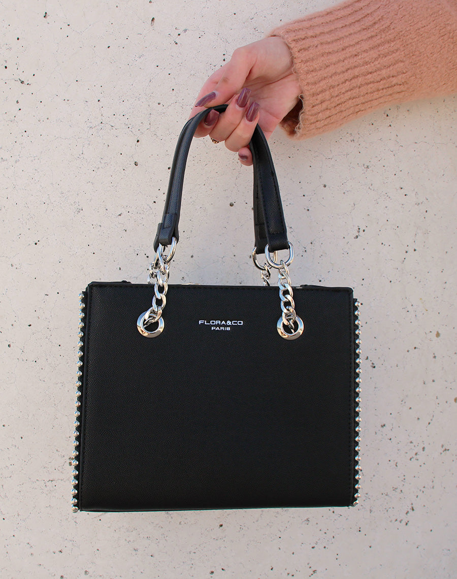 Sac à main noir clouté