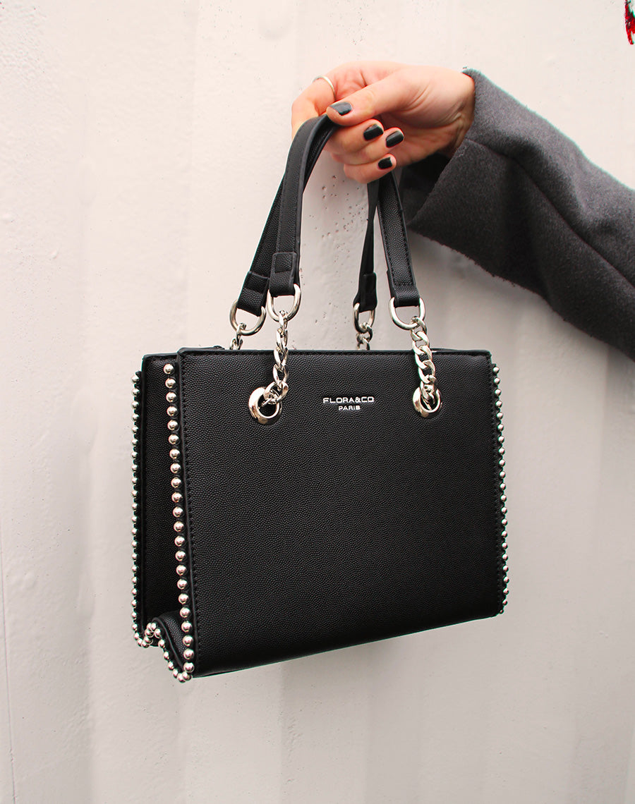 Sac à main noir clouté