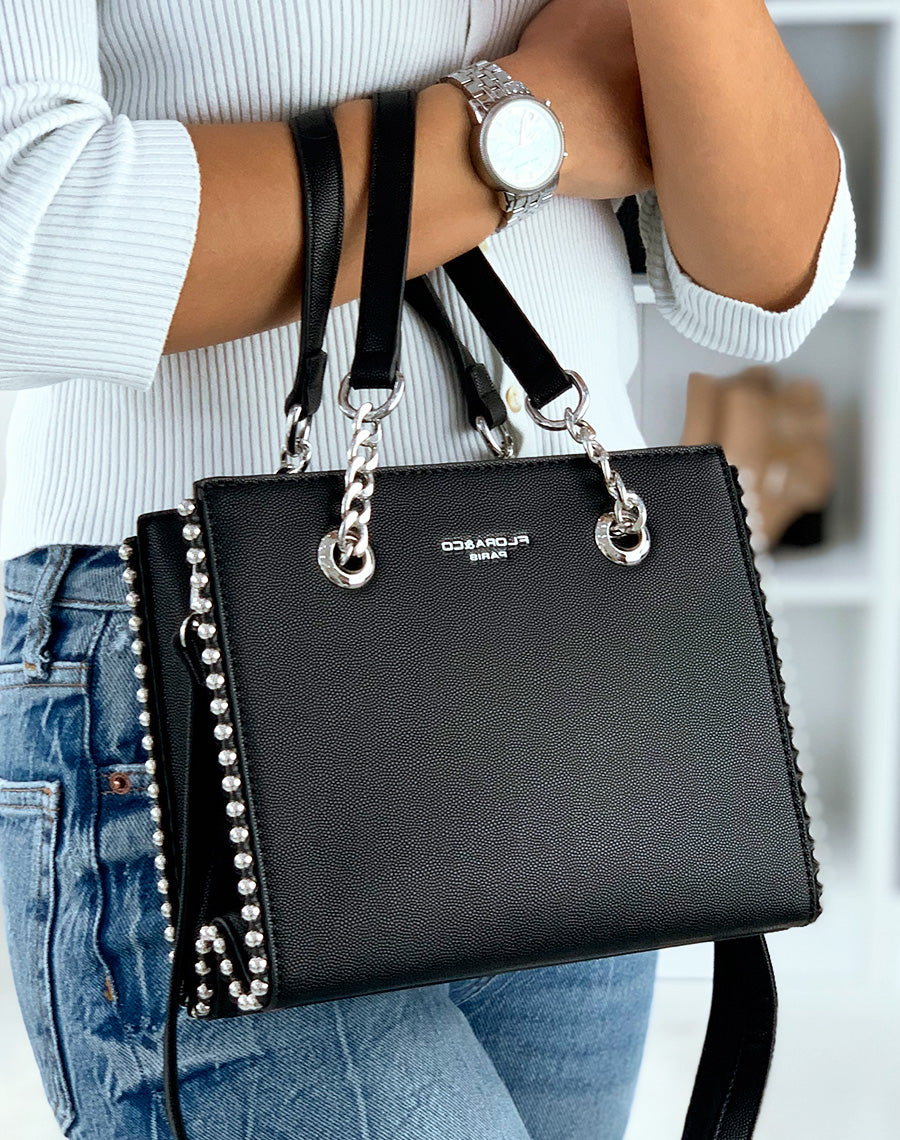 Sac à main noir clouté