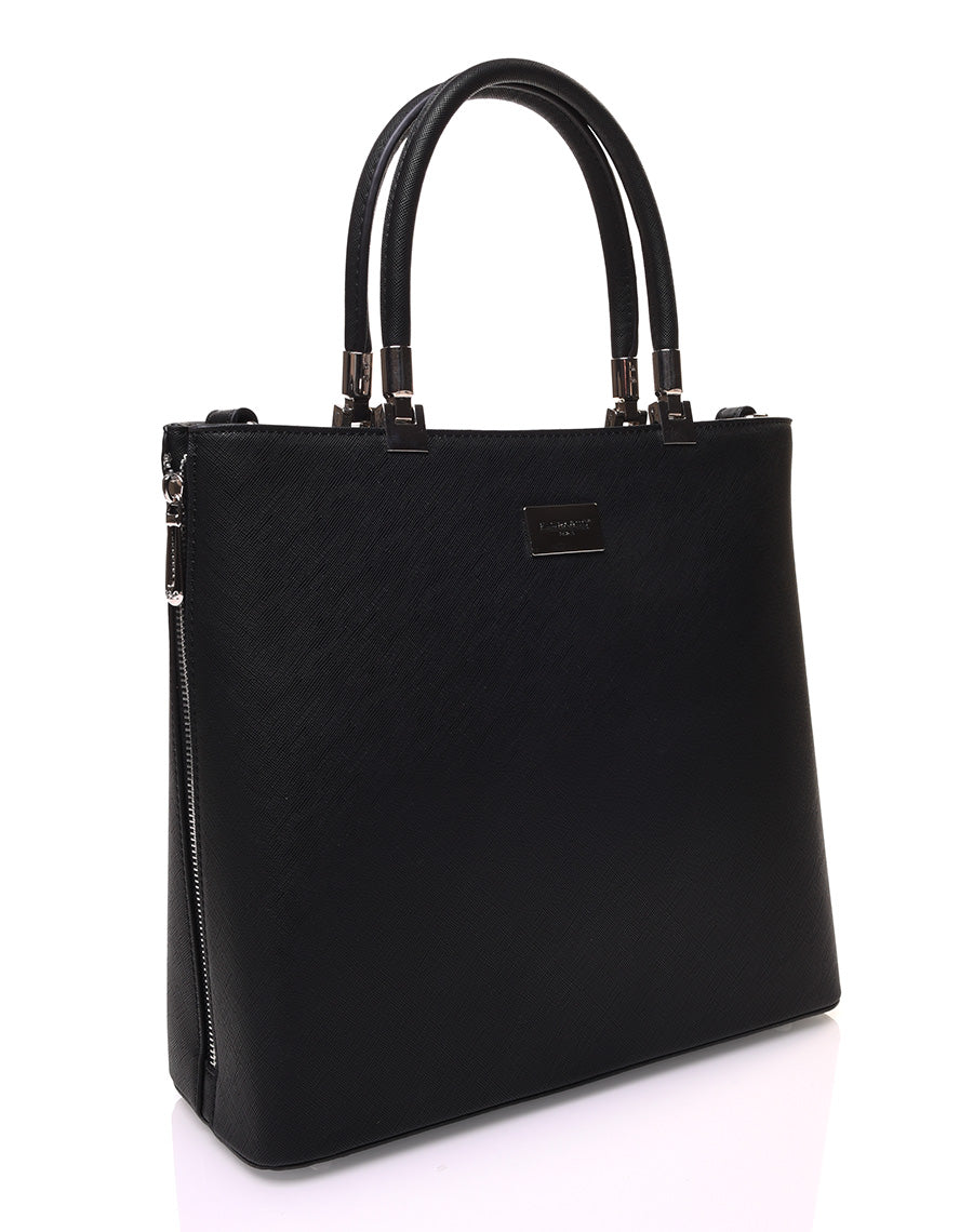 Sac à main noir en longueur à fermeture éclaire