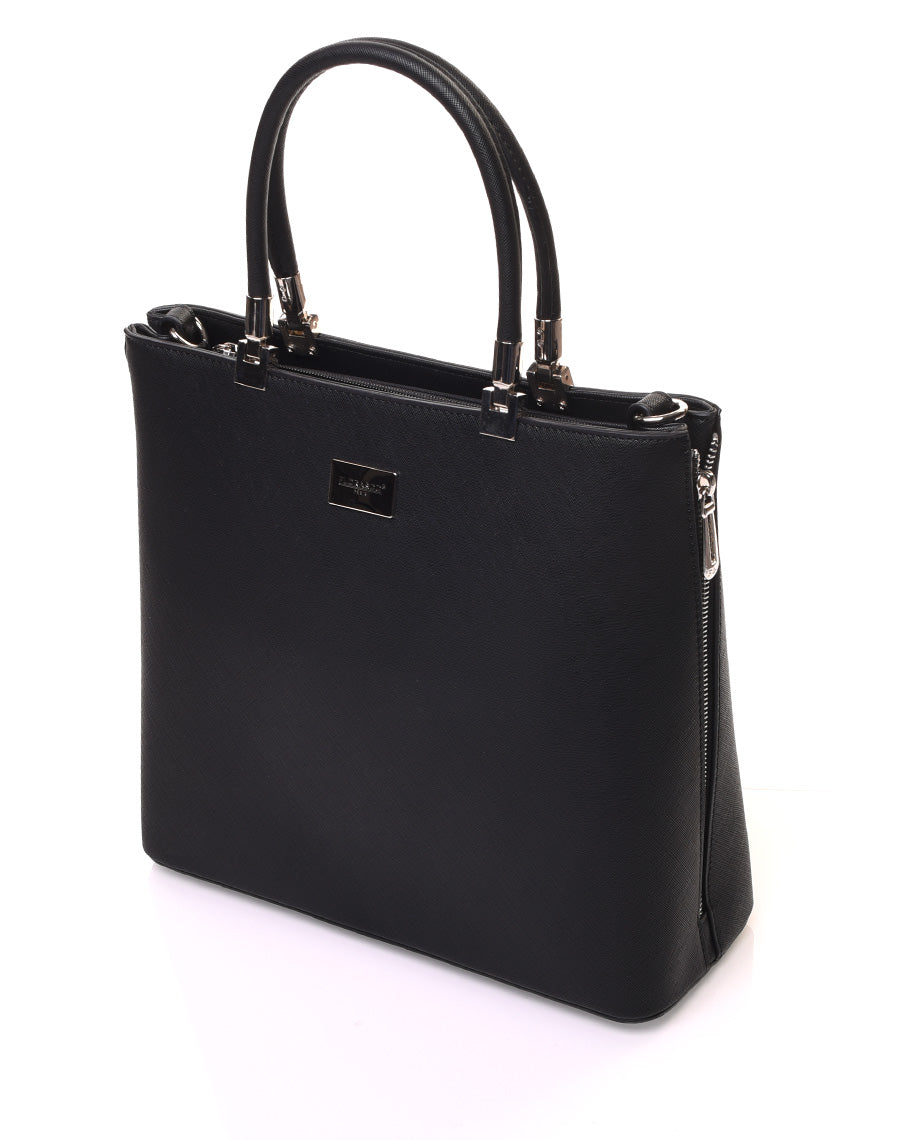 Sac à main noir en longueur à fermeture éclaire