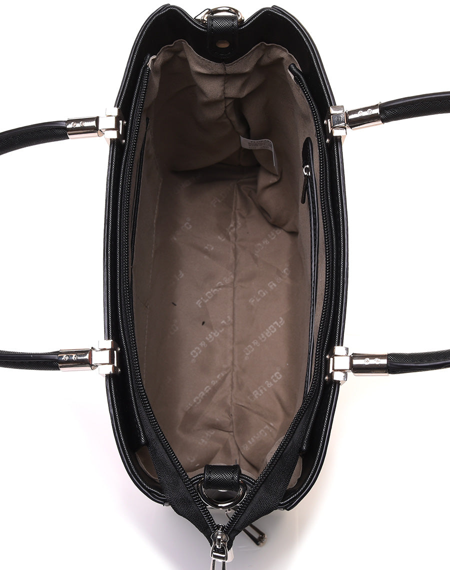 Sac à main noir en longueur à fermeture éclaire