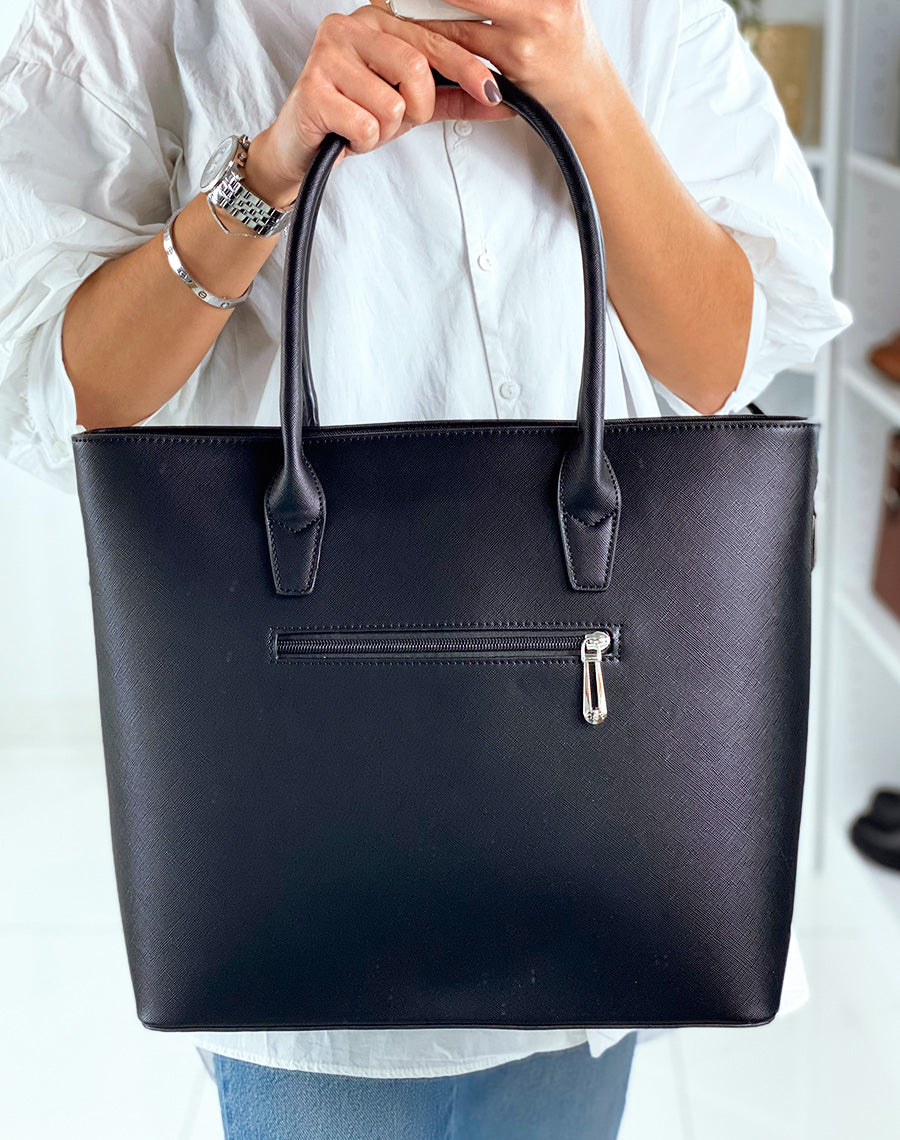 Sac à main noir à fermetures éclaires