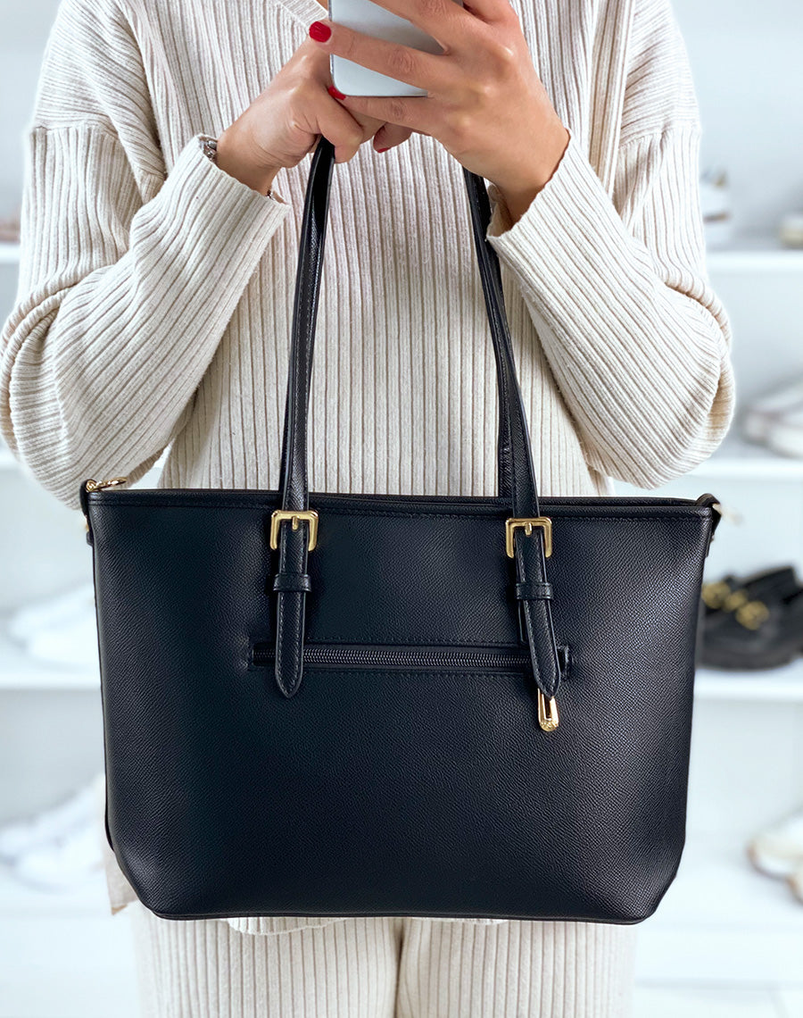 Sac à main noir grainé