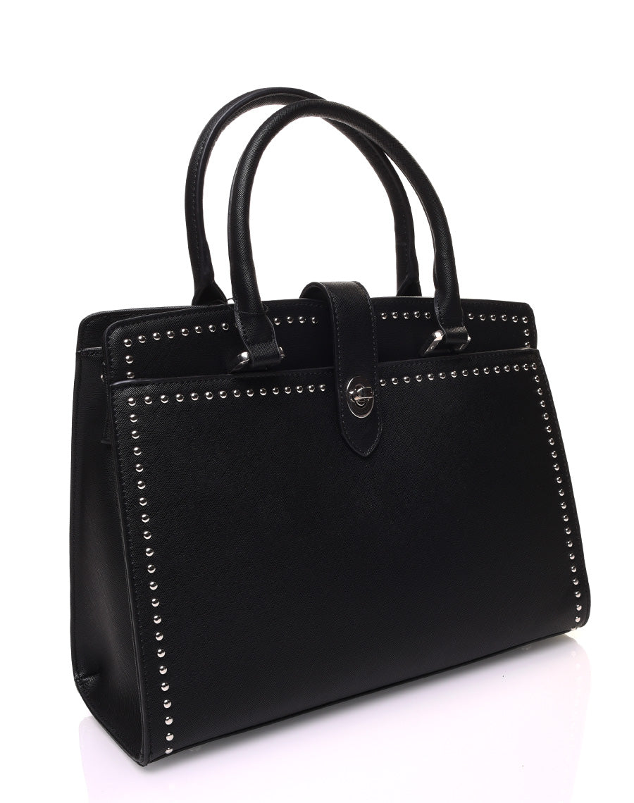 Sac à main noir perlé de petits clous ronds