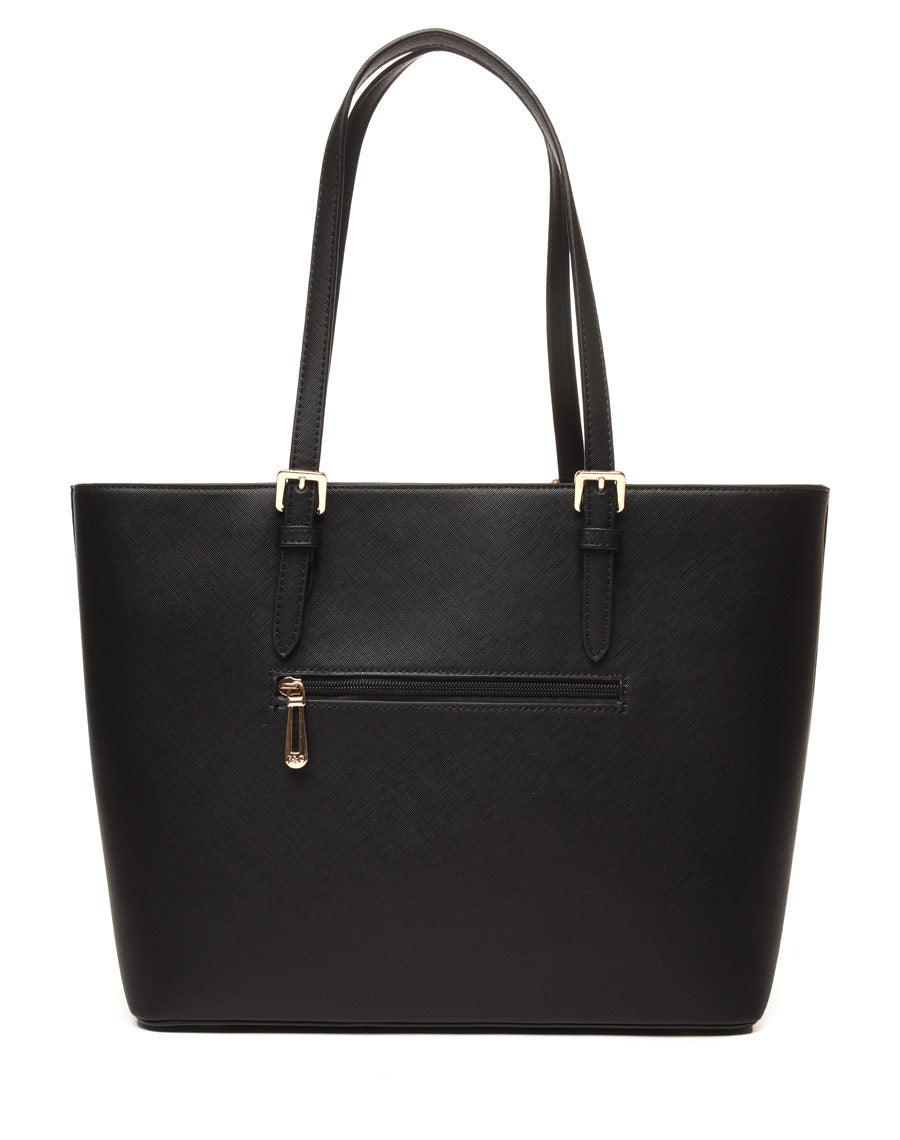 Sac à main noir poche extérieure pression