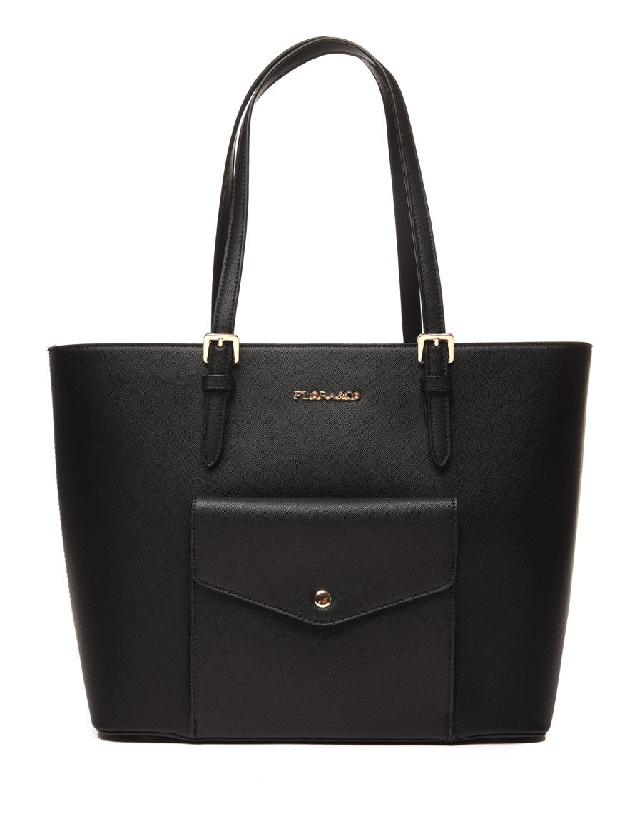 Sac à main noir poche extérieure pression