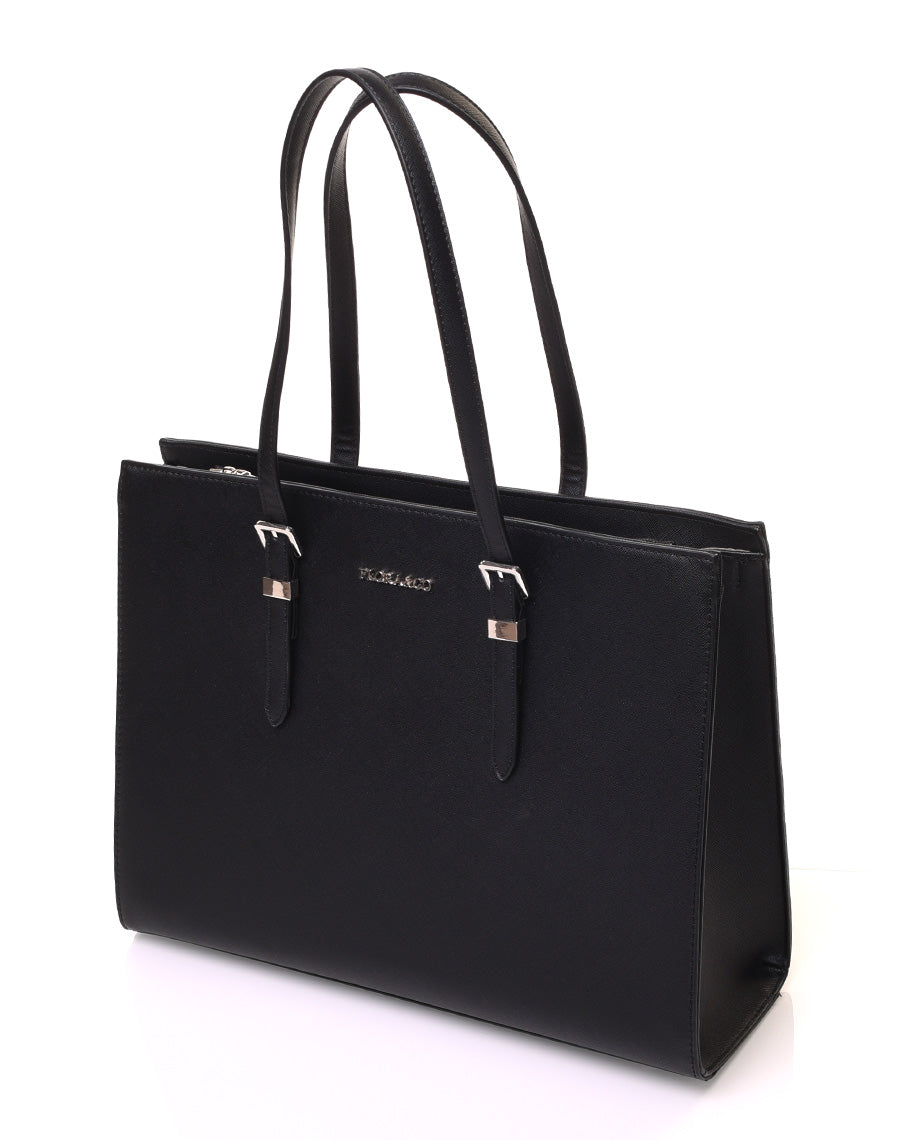 Sac à main noir rigide de forme rectangulaire