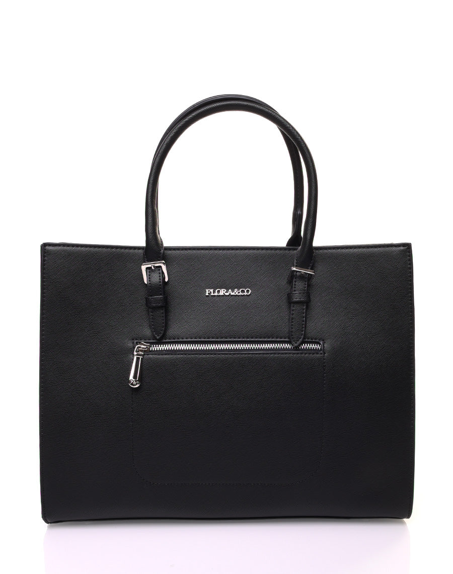 Sac à main noir rigide de forme rectangulaire