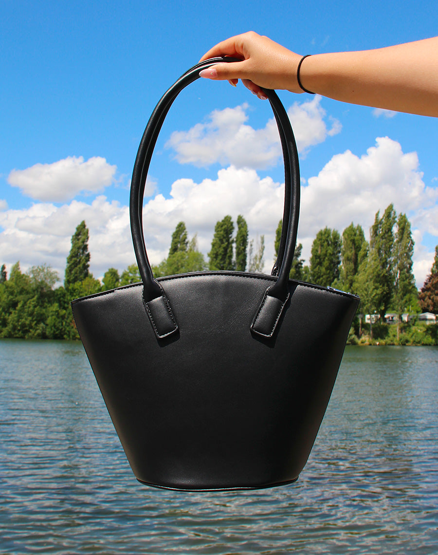 Sac à main noir style panier
