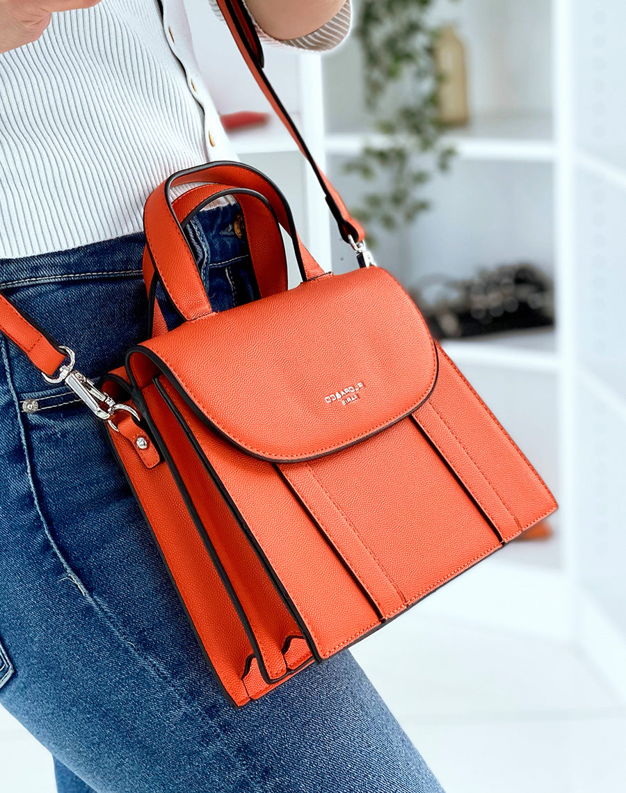 Sac à main orange forme trapèze