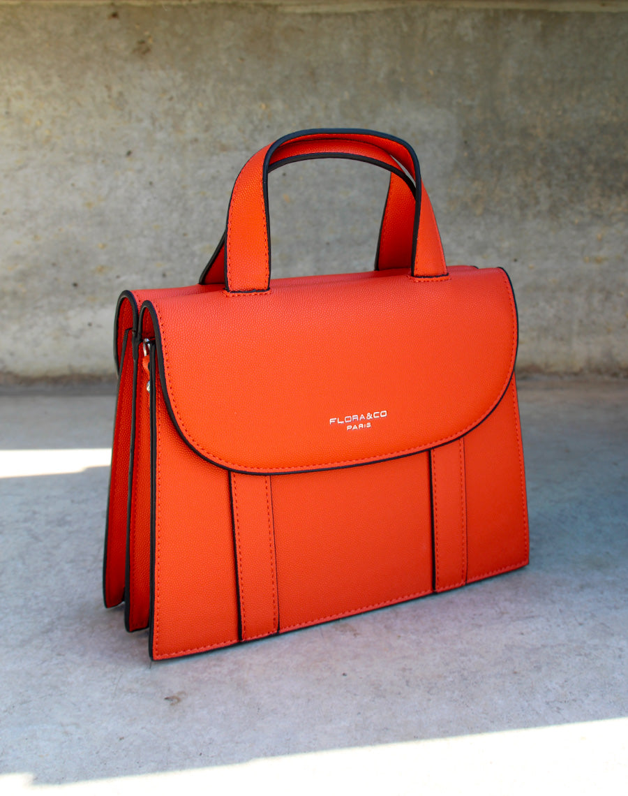 Sac à main orange forme trapèze