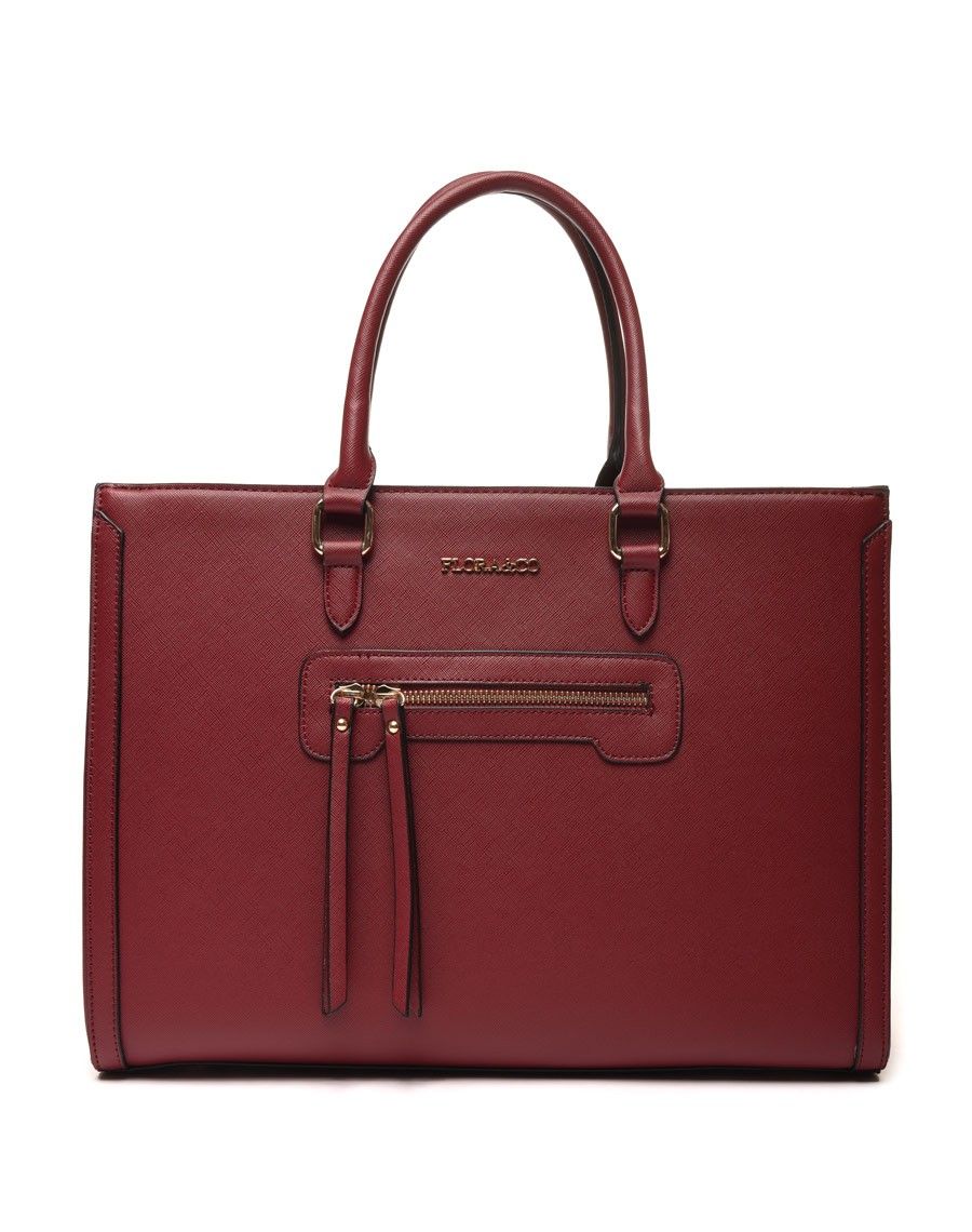 Sac à main poche zippée bordeaux