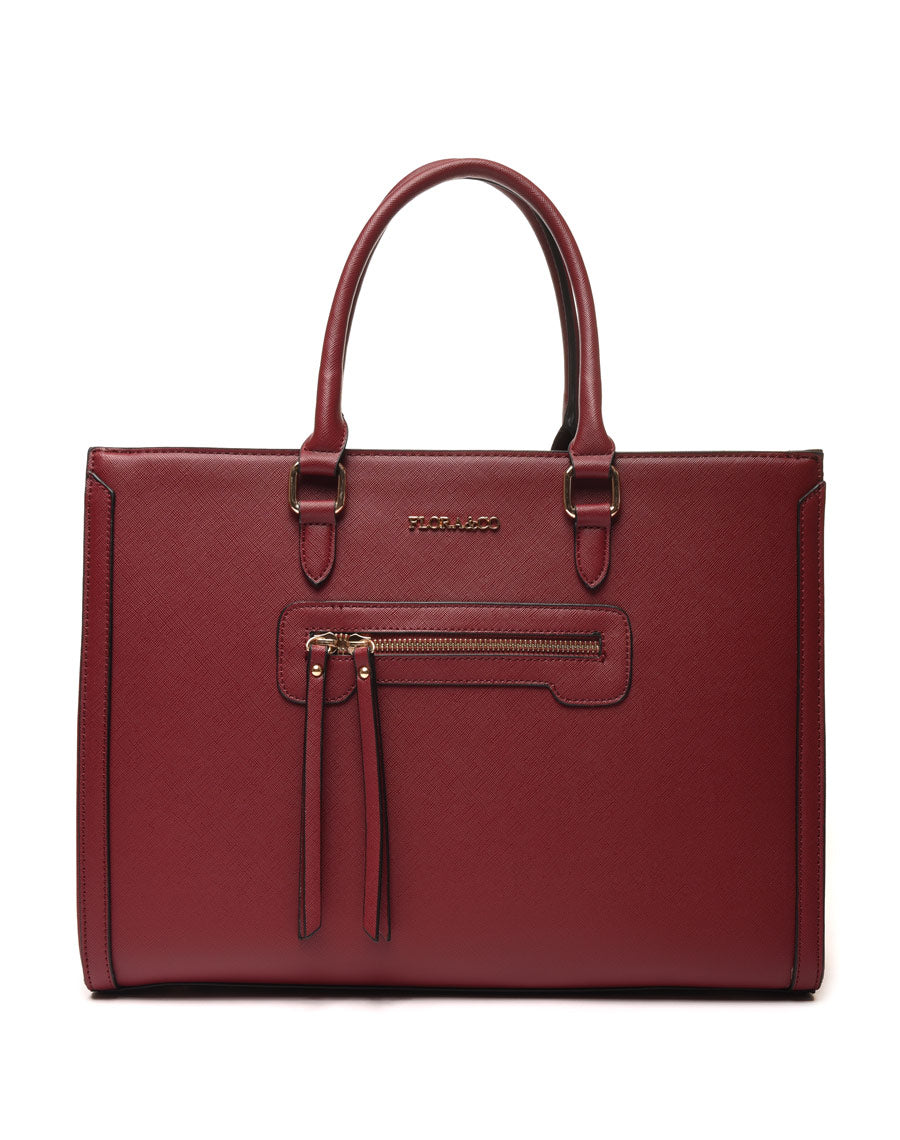 Sac à main poche zippée bordeaux