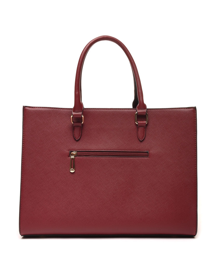 Sac à main poche zippée bordeaux