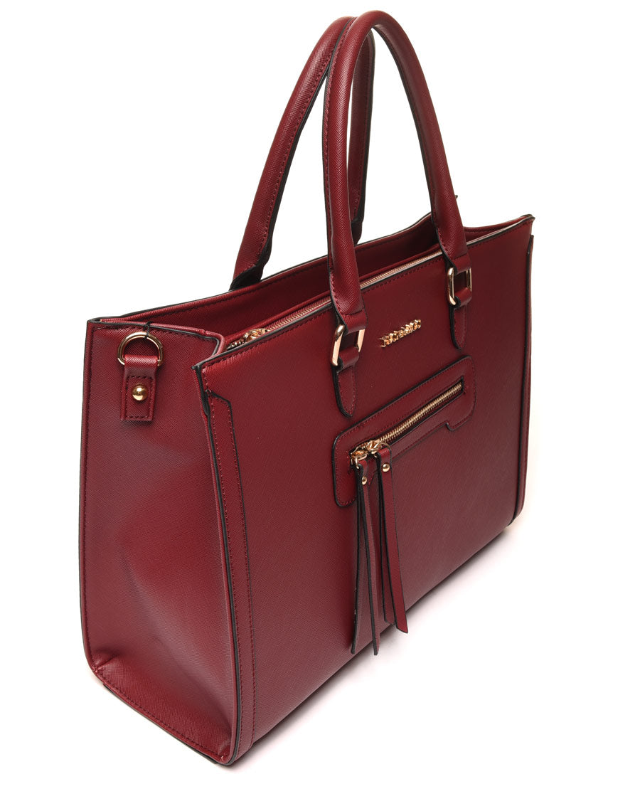 Sac à main poche zippée bordeaux