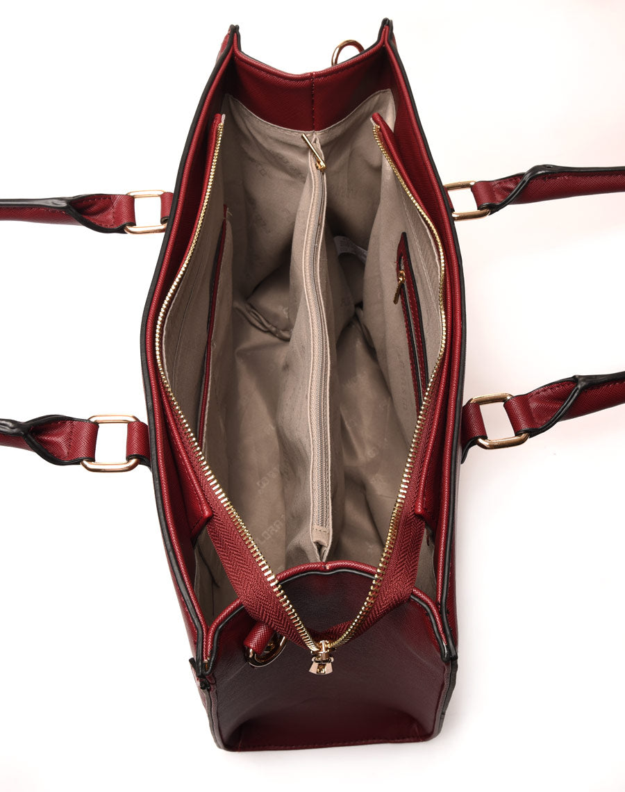 Sac à main poche zippée bordeaux
