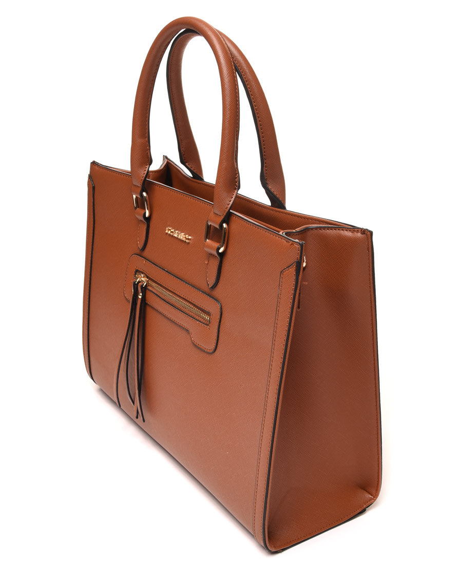 Sac à main poche zippée camel