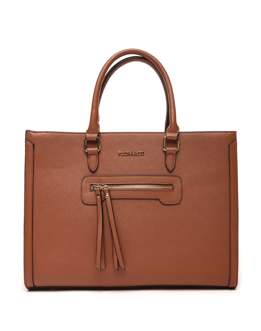 Sac à main poche zippée camel