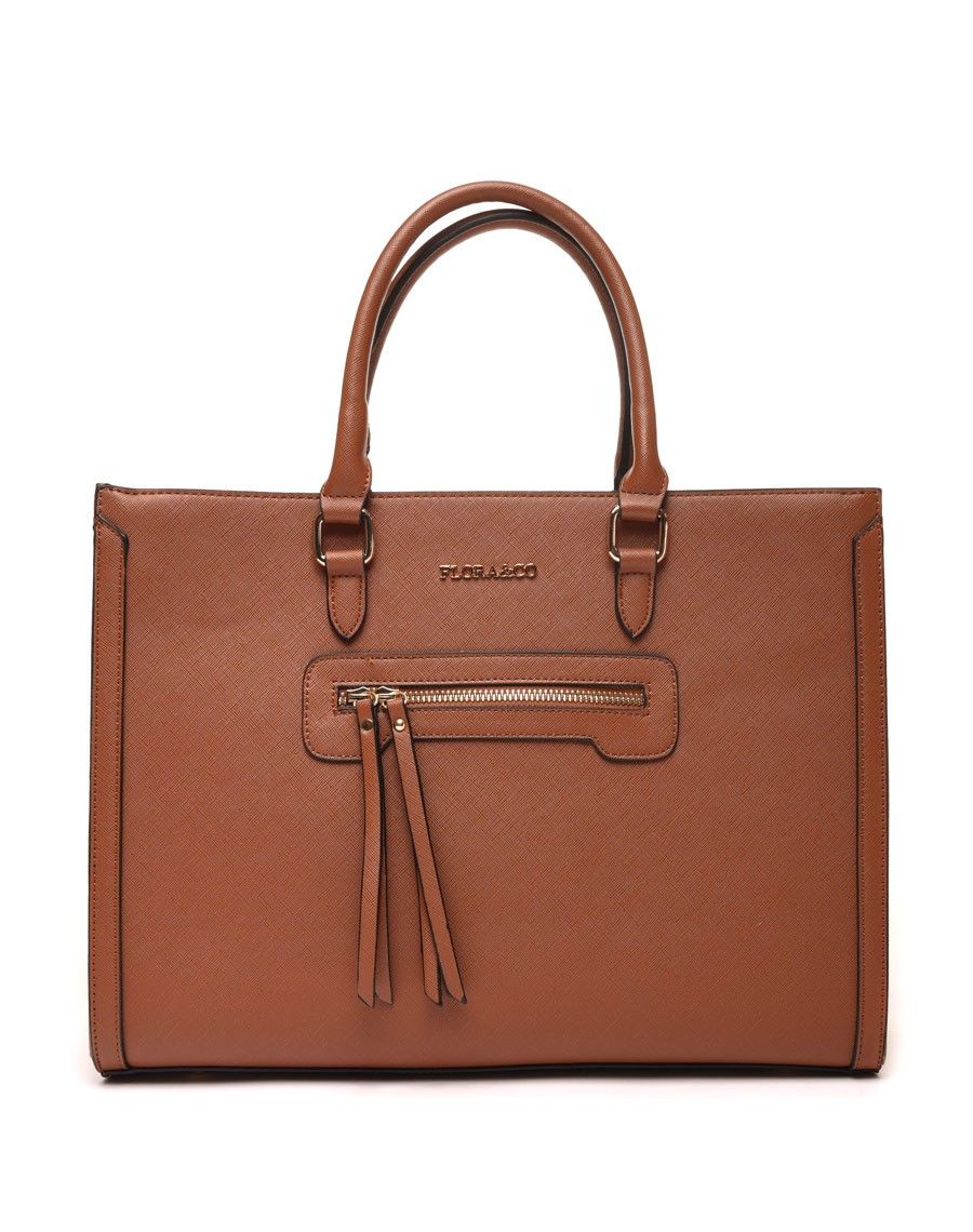 Sac à main poche zippée camel