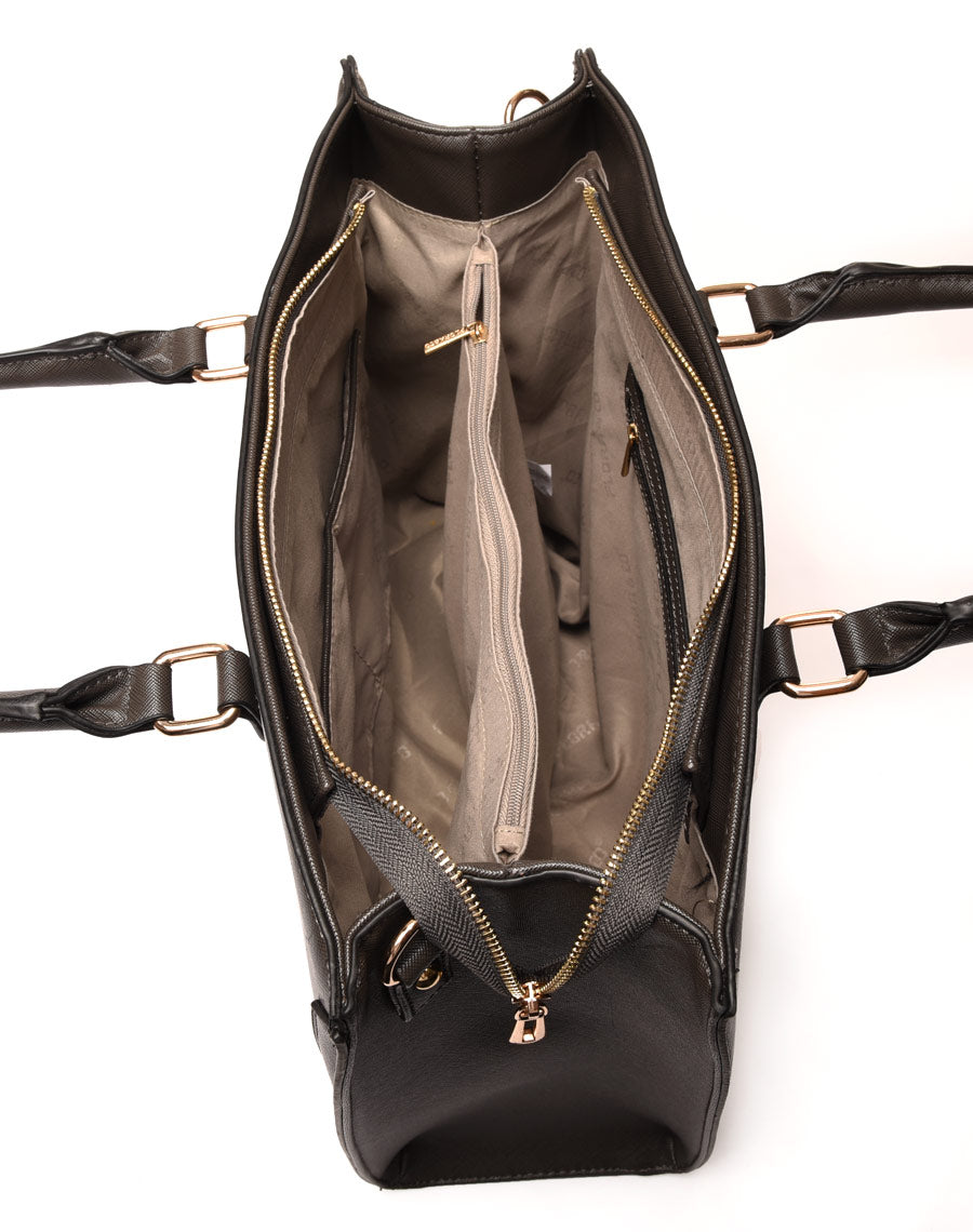 Sac à main poche zippée gris anthracite