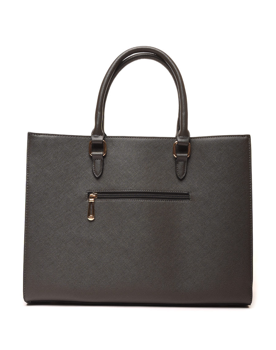 Sac à main poche zippée gris anthracite