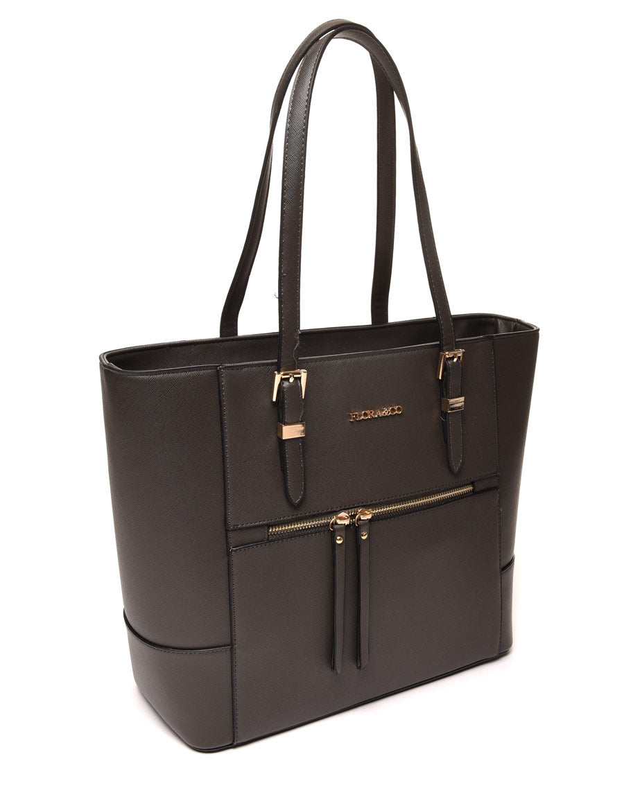 Sac à main à poche zippée gris anthracite