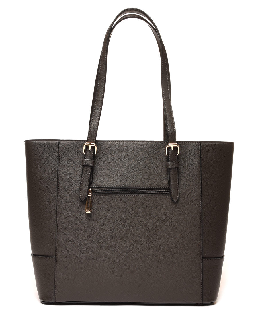 Sac à main à poche zippée gris anthracite