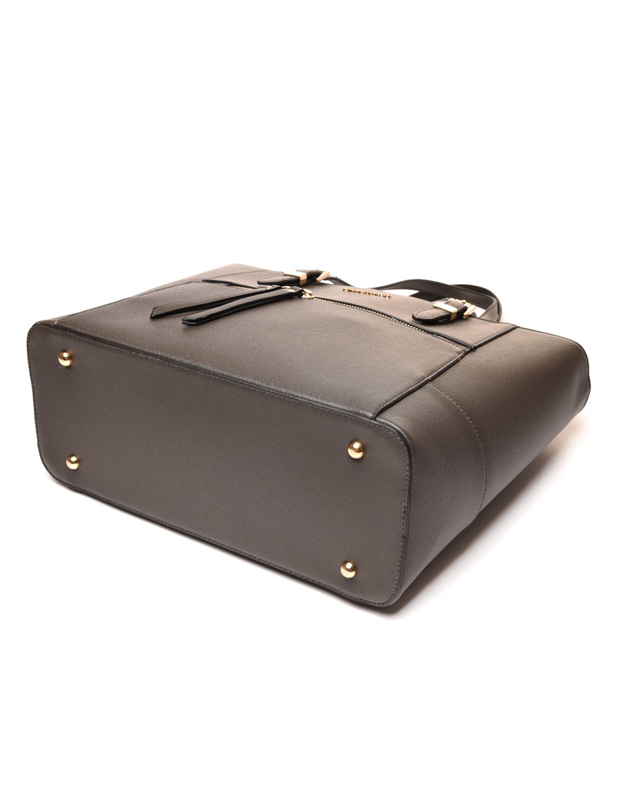 Sac à main à poche zippée gris anthracite